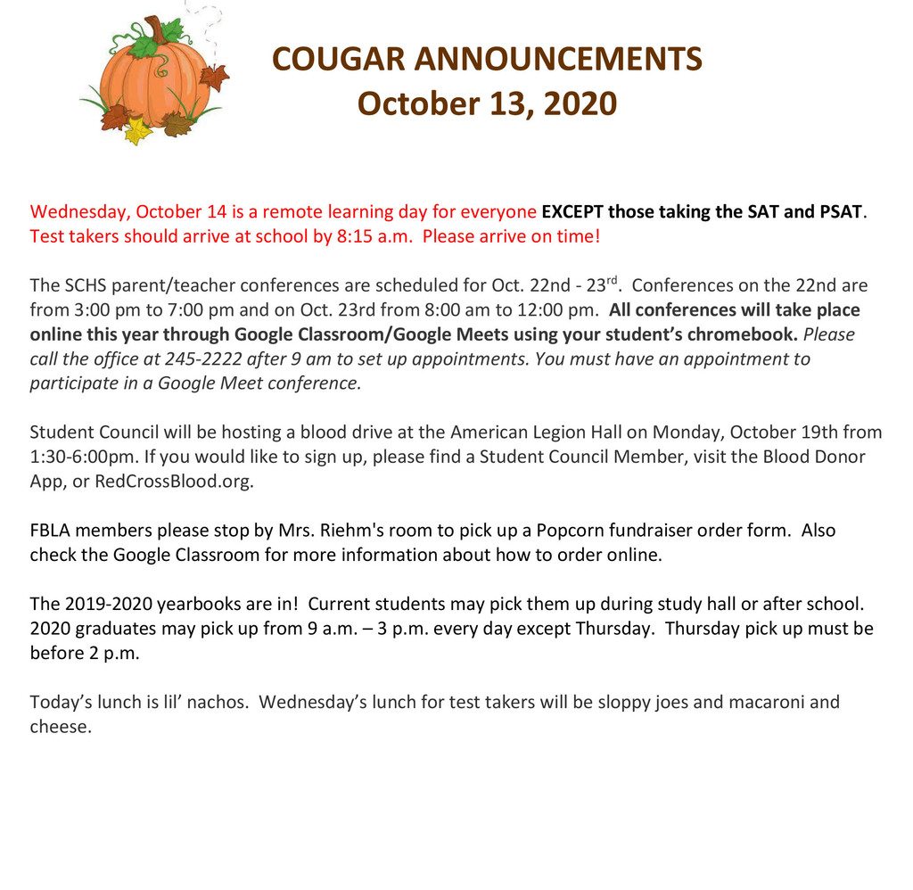 Cougar Announcements